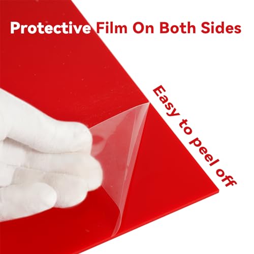 Image of Red Acrylic Sheet 12 inch x 16 inch, 2 Pack FFGODO Opaque Glossy Cast Plexiglass Sheets 1 /8 Inch Thick for DIY Display Projects, Wall Decor, Signage, Crafts, Easy to Laser Cutting & Engraving