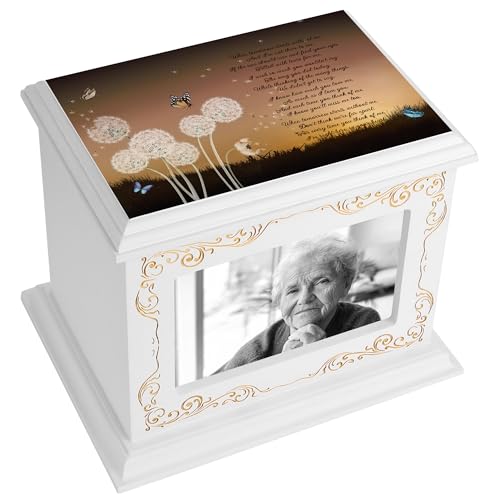 Cremation Urns for Human Ashes Adult Male or Female, Funeral Memorial Urns for Ashes with Photo Frame, Wooden Urns Box and Casket for Men Women, Burial Urn for Adults Up to 200 IBS