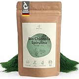 BIONUTRA® Bio Spirulina Chlorella Pulver – 250 g, nach EU-ÖKO-Standard hergestellt, rückstandskontrolliert, ohne Zusätze, vegan, aus reinem Spirulina Chlorella Bio Algenpulver