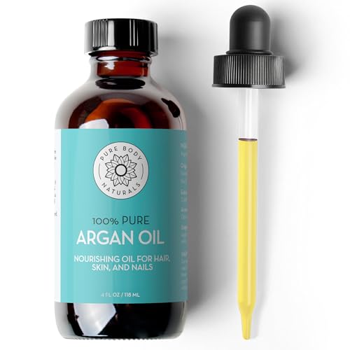Pure Body Naturals Argan Oil for Skin and Face - 4 fl oz Cold Pressed, Light, Non-Greasy, Nourishing...