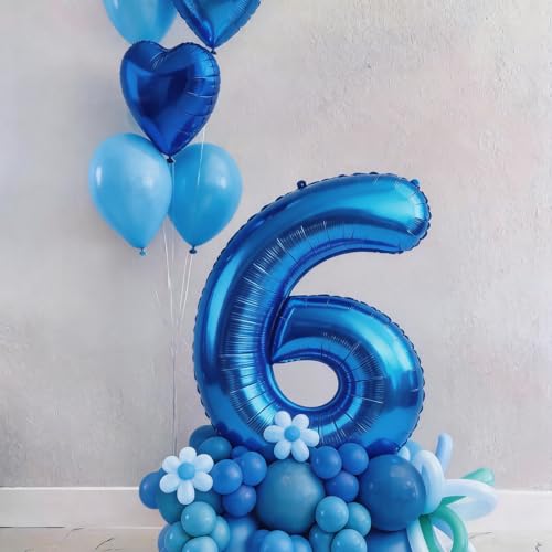 Image of Number Balloons Navy Blue Balloons - Giant Number 10 Balloon, 10 20 30 40 50 Numbers Balloon Birthday Decorations, Blue Party Supplies for Boy Men