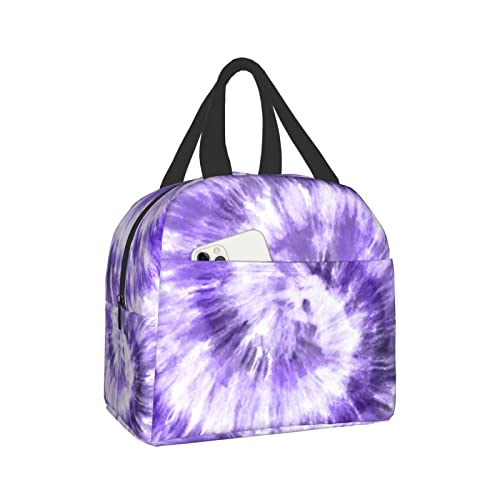 Ucsaxue Tie Dye Spiral Purple Lunch Bag Travel Box Work Bento Cooler Reusable Tote Picnic Boxes Insulated Container Shopping Bags For Adult Women Men #TOP25