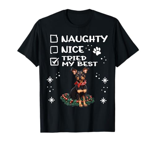 Lindo Manchester Terrier Perro Navidad Travieso Niza Probó mi Camiseta