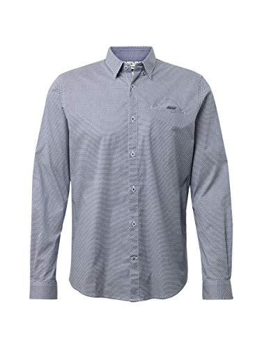 Tom Tailor - Camicia da uomo con fantasia Navy