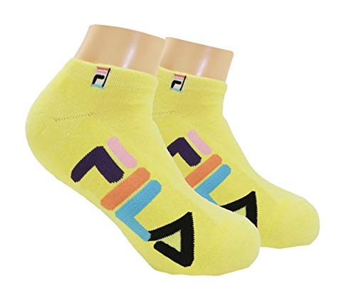 Fila Unisex 2-Pack Half Cushion No Show Socks (Medium(Women's shoe size 6-10/ Youth shoe 5-7), Explorer - Yellow)4