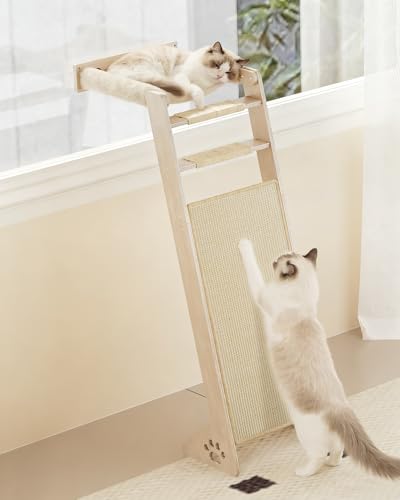 Cat Window Perch with Scratching Pad 51 Climbing Tree Include Hammock Cat Ladder with 2 Suction Cups for Sleeping Playing and Watching Bird