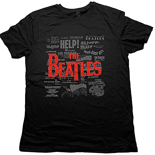 Rock Off The Beatles Titles & Logos Officiel T-Shirt Hommes Unisexe - Les Beatles, Paul McCartney, John Lennon, RIngo Starr, George Harrison Rock Off The Beatles Titles & Logos Officiel T-Shirt Hommes Unisexe