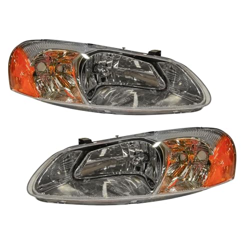 Image of TRQ 2 Piece Headlight Assembly Set Driver & Passenger Side Compatible with Chrysler Sebring Convertible & Sedan 2001-2003 Dodge Stratus Sedan 2001-2005 Stratus 2006 CH2502128 CH2503128 4805820AA