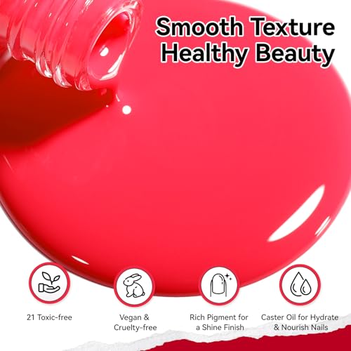 Red Pink Nail Polish for All Seasons, Quick Dry, No Lamp Needed Detail