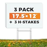WENWELL Blank Yard Signs with H Metal Stakes 17x12 in,Real Estate Garage sale Signs Double Sided,Corrugated Plastic Lawn Sign for Birthday,DIY Custom Outdoor Sign for House,Road,Outside,3 Packs