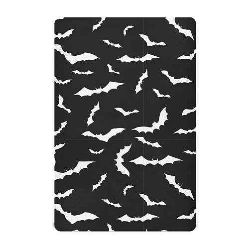 Image of Baby Crib Sheet Bats Black Halloween Crib Mattress for Boys and Girls Playard Sheet Soft Breathable Fitted Baby Mattress Cover 52x28in