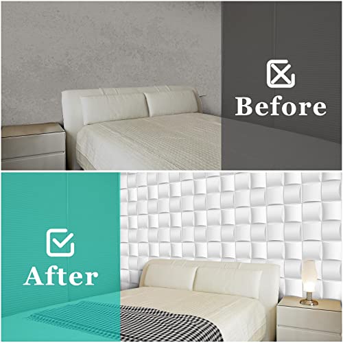 Bxi 3D Wall Panel - 12 X 12 X 0.7 Inches Pack Of 8, Modern Textured Decorative Wall Panels, Paintable Matte Pvc 3D Brick Wall Art Tiles For Interior Exterior Wall Decor #TOP4