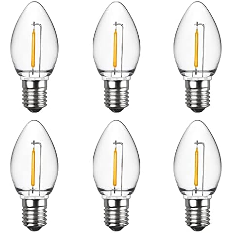 Meconard C7 LED Night Light Bulbs, Shatterproof LED Replacement Bulbs for Window Candles & Chandeliers, E12 Candelabra Base, 0.6 Watt Equivalent to 7Watt Incandescent Bulb, Warm White,6 Pack Cover