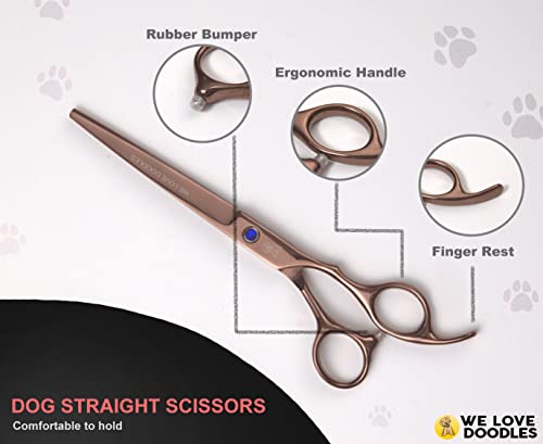 We Love Doodles Dog Grooming Scissors Kit - Dog Grooming Shears - Curved Dog Grooming Scissors - Thinning Scissors For Dogs - Best Grooming Scissors For Goldendoodles #TOP4