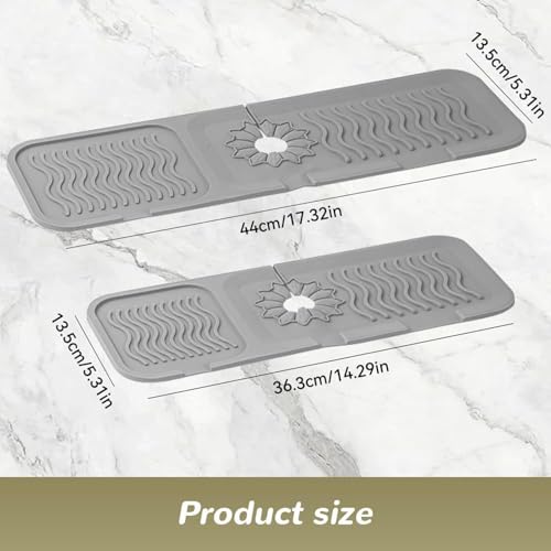 Juego de 2 Alfombrillas de Silicona para Grifo, Protector contra Salpicaduras para Fregadero de Cocina, Bandeja Absorbente de Goteo, Protector de Grifo para encimera, 37 cm, Color