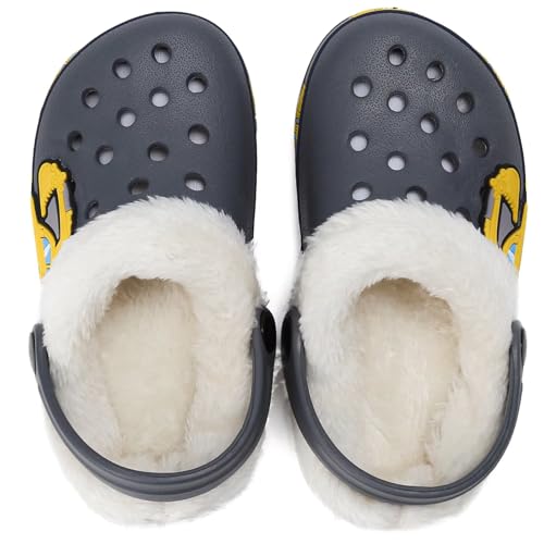 Image of Toddler Lined Clog Slippers Winter Garden Sandals Kids House Shoes Warm Slip On Sneakers Cartoon Slides for Boys and Girls Children Indoor Outdoor