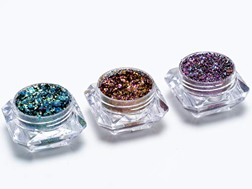 Mynena Chameleon Eyeshadow Pigment Color Changing Flakes for Makeup 3 Colors Kit