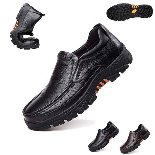 Mens Handmade Genuine Leather Loafers,Dress Oxford Classic Moccasins,Comfy Non Slip Slip On Soft Work Office Dress Shoes