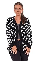 Malay New New Ladies Heart Knitted Cardigan Pockets Long Sleeve Regular Big Sizes S to 3XL Black