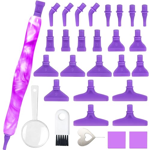 Image of Praise V Do Diamond Painting Art Drill Beading Pen Kit Tool Accessories Stylus Drill Pen with Tips and Glue Clays for Diamond Painting Nail Art Diamond Art Purple