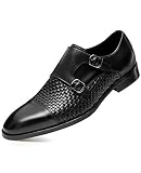 FRASOICUS Men’s Dress Shoes Monk Strap Slip-On Leather Formal