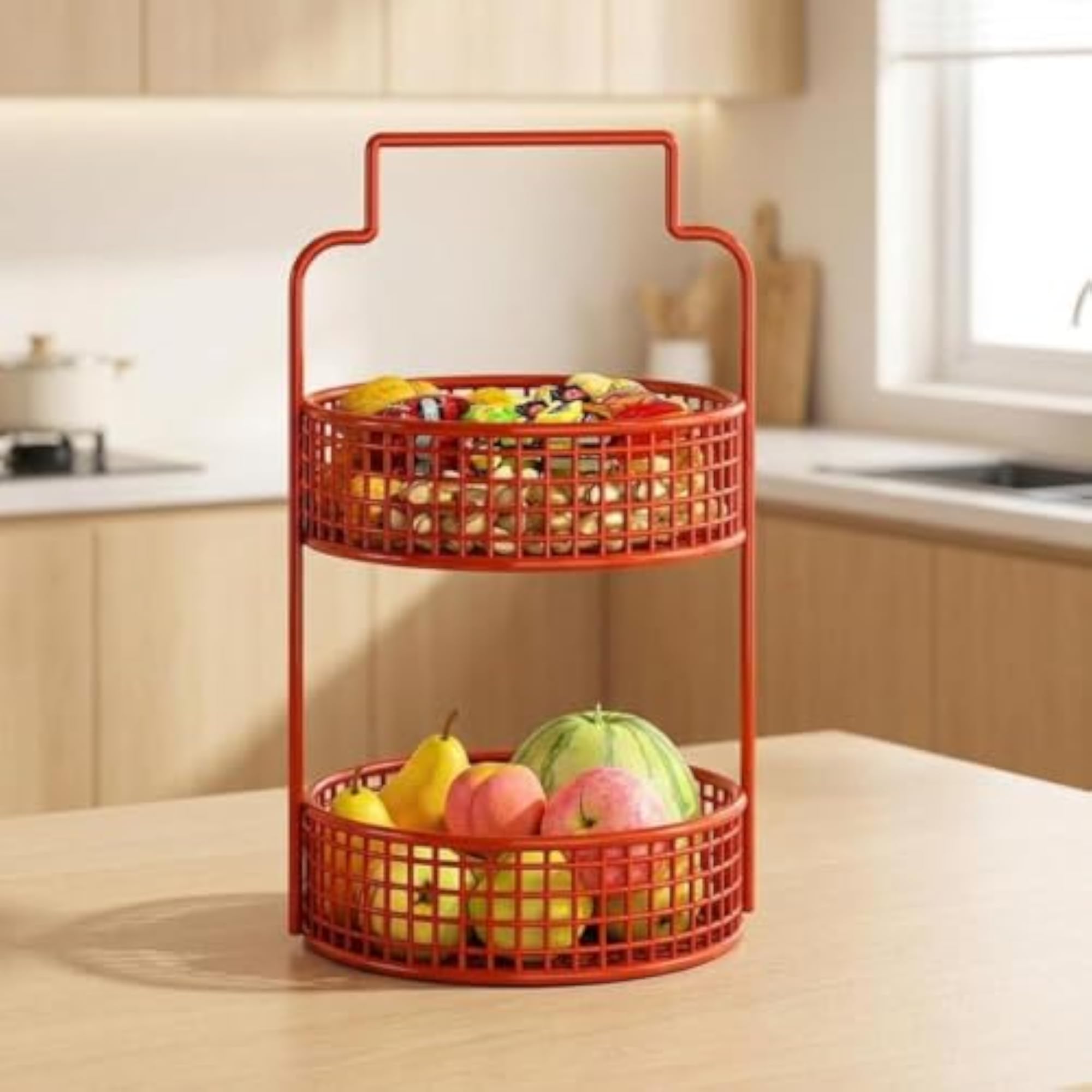 2 Layer Metal Fruit Basket for Kitchen Organisation