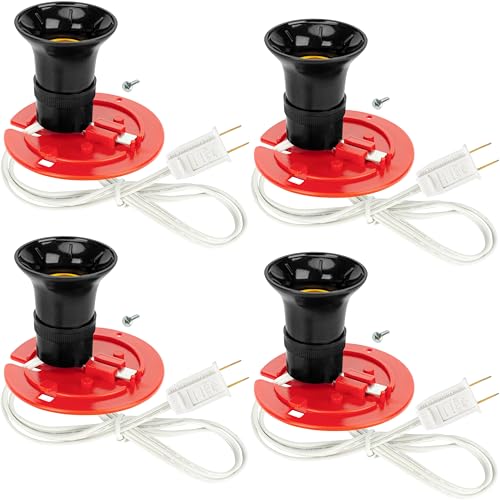 4 Pack Blow Mold Light Kit Replacement – Light Cords for Blow Mold Plastics with Red Plates - Vintage Style - Halloween, Christmas & New Year Decorations
