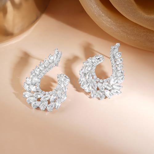Image of Rubans Stud Earrings Oversized Fashionable American Diamond Stylish Jewellery Gift for Women & Girls