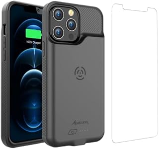 Battery Case for iPhone 14 Pro Max and iPhone 14 Plus (6.7 inch), Strong Slim Portable Protective Extended Charger Cover with Wireless Charging and Certified Connector Chip (BX14Pro Max) - Black