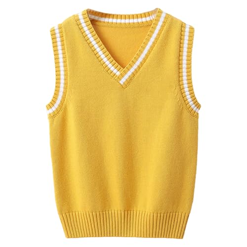Little Boys Girls V-Neck Sweater Vest Kids Sleeveless Crop Top Knit Cardigan Waistcoat School Uniform Dress Up