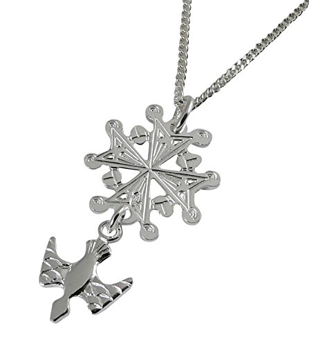 Niceandnoble Pendentif croix Hugenotten Croix Huguenote avec chaîne gourmette 42 cm en argent sterling 925 Cover