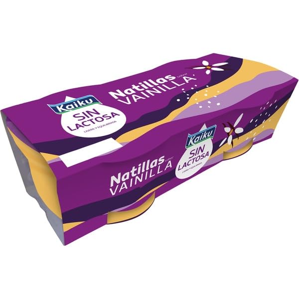 (6 PACK DE 2X125g.) KAIKU Natillas con sabor a chocolate, elaboradas sin lactosa (REFRIGERADO) (VAINILLA)
