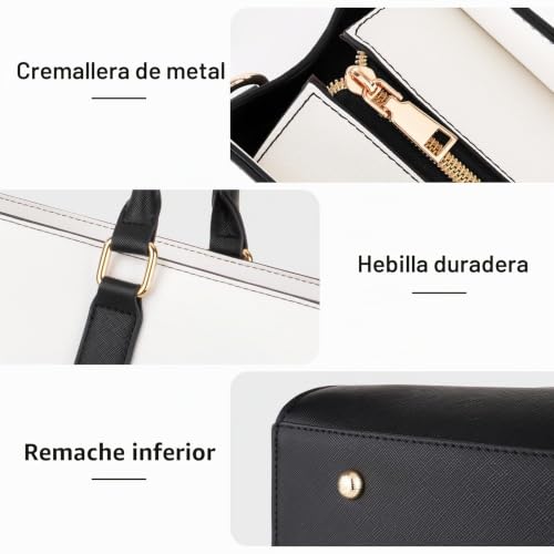 Bolso tote laptop mujer espacioso para evitar dolor de hombro 6