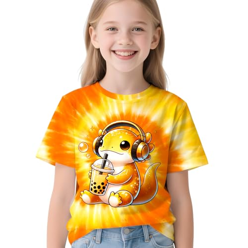 Image of Kids Neon Tie Dye Shirt for Boys Girls Tie-Dye T-Shirt Hippes Tshirt Senior Children Tee Size 6-16 Years Age