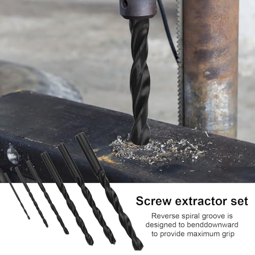 Rongon Screw Extractor Set 12 Pcs High-Speed Steel Screw Extractors Kit Drill Bit Set Easy Out Bolt Extractor Set for Remove Stripped Screws Broken Bolts Studs Other Fasteners