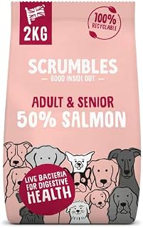 Scrumbles Natural Dry Dog Food, Grain Free Recipe with Fresh Salmon, for Adults and Senior Breeds, 2 kg Bag
