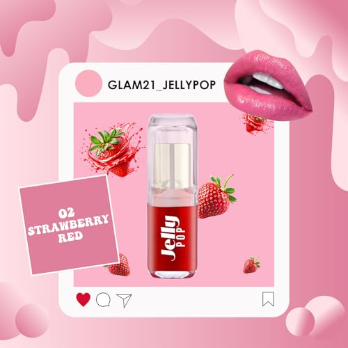 Image of Glam21 Jelly Pop fruity gel lipstick| Moisturising | Glossy Finish | Gives a Natural Colour | Lightweight | 02- Strawberry Red, 3.5gm