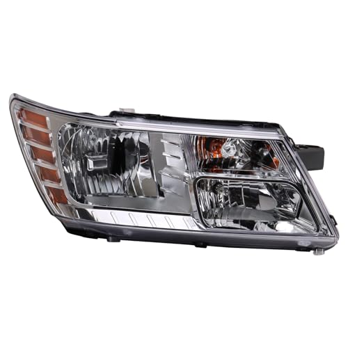 Image of TRQ Right Passenger Side Headlight Assembly Halogen For 2009-2020 Dodge Journey SE SXT R /T Base Crew Express Lux Mainstreet AVP with Chrome Bezel with Code LME CH2503222