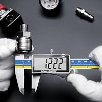 Messschieber Digitale Schieblehre, Preciva Edelstahl Messlehre Messwerkzeuge Spritzwasserdicht Staubdicht mit Ersatzbatterie und größem Display - 150 mm (gelb und blau) – Ansicht 6