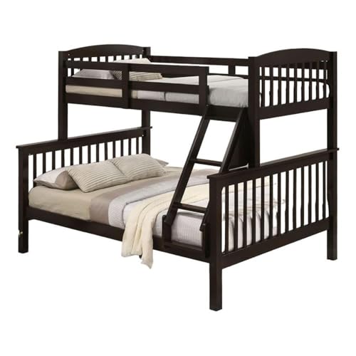 Pemberly Row Twin Over Full Bunk Bed with Ladder, Solid