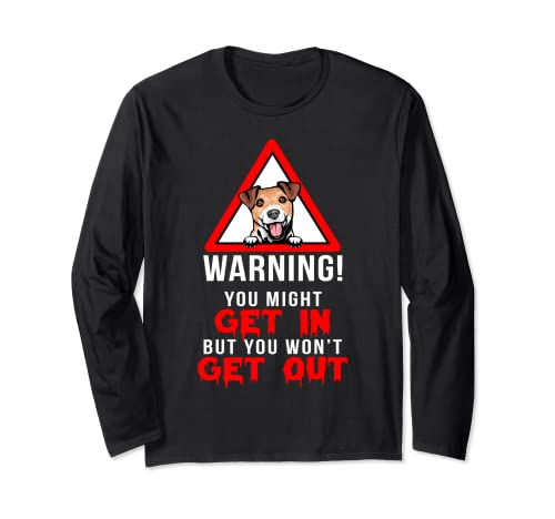 Funny Warning Jack Russell Terrier Dog lover owner Gifts Maglia a Manica