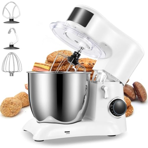 Küchenmaschine inkl. Rührhaken, Knethaken, Schneebesen, Spritzschutz,1300,00 W, 5,50 l Schüssel, Küchenmaschine mit Edelstahl-Rührschüssel,10Geschwindigkeiten, Weiß Küchenmaschine inkl. Rührhaken, Knethaken, Schneebesen, Spritzschutz,1300,00 W, 5,50 l Schüssel, Küchenmaschine mit Edelstahl-Rührschüssel,10Geschwindigkeiten, Weiß