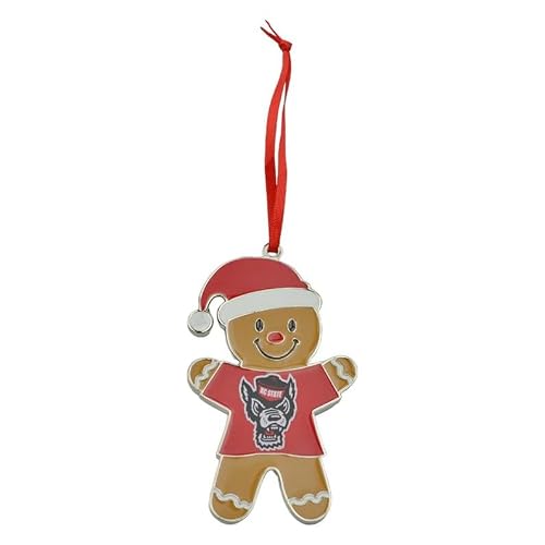 NC State Wolfpack Tuffy Head Gingerbread Man Metal Christmas Ornament
