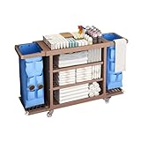 Carrito multifuncional de limpieza comercial para hoteles, oficinas, escuelas, tiendas, marrón, 53.4 x 18.2 pulgadas (rueda SM) y versátil
