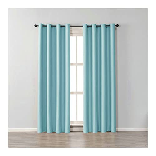 Cortinas Opacas Salon Cielo Azul,2 x 86Wx183L CM Cortinas de Dormitorio 2 Piezas Color Sólido Cortinas de Algodon Cortinas Salon Ojales