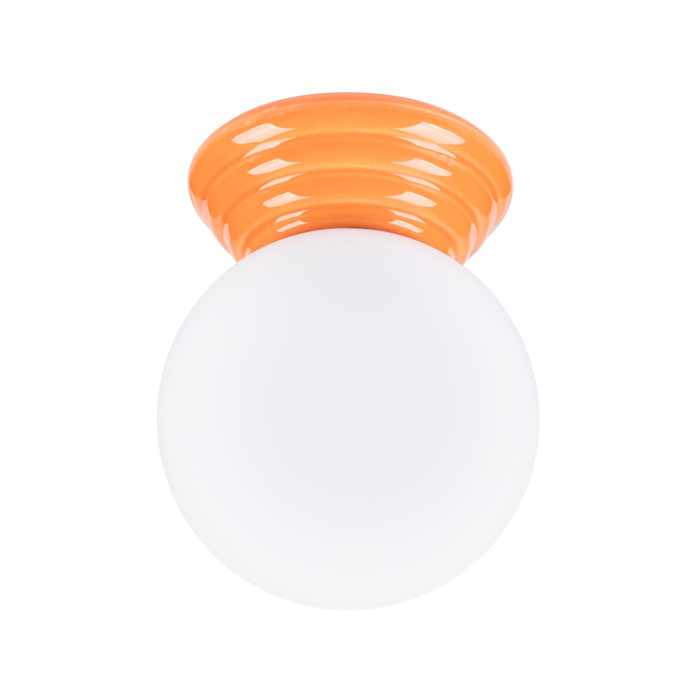 SOLLUX lighting Plafoniera Lampada da Soffitto - Faretto da Soffitto Ceramica Smaltata Vetro - 1 Paralume - Lampada LED Lampadina - Arancione Zori