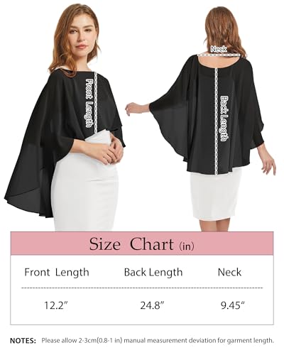 Image of Women Shawl and Wraps for Evening Dress Chiffon Cape Sheer Poncho Cover Up