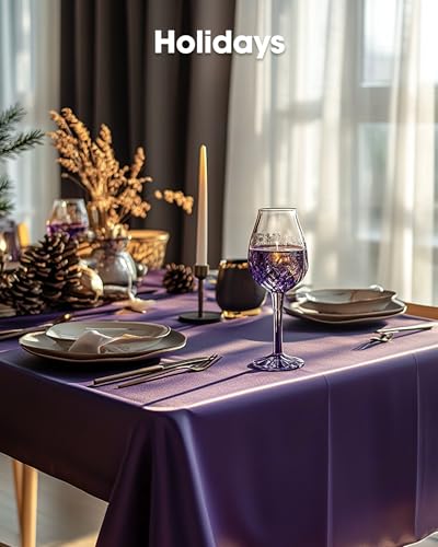 Image of Pureegg Plastic Table Cloth Disposable 8 Pack, 54 x 108 Inch Table Cloths, Graduation Decorations Class of 2026, Graduation Party Tablecloths, Rectangle, Plastic Cover, Leakproof & Sturdy, Purple