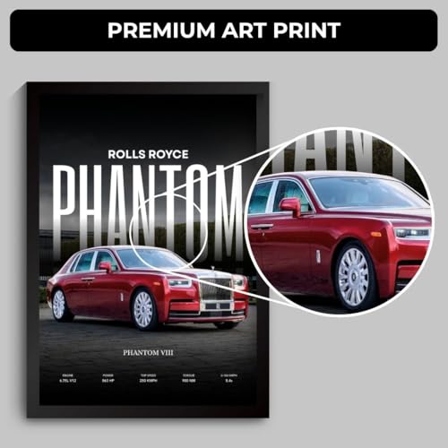 Image of Rolls Royce Phantom Poster | Framed Poster of Rolls Royce Car A4 Sized (31 x 23 cm) for Wall, Gift for Boys, Car Posters | Supercar Luxury Frames Hanging, Room Decor, Gifting | RR Phantom (F 173)