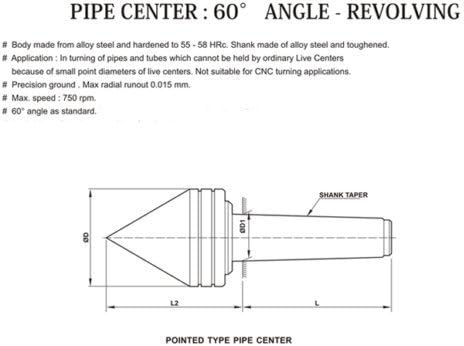 Precision Bull Nose Pointed Live Revolving Center - New 4 Morse Taper - MT4